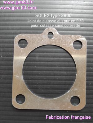 Joint de culasse aluminium pour cylindre sans collerette SOLEX type 3800 ép 0.6 mm